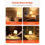 VEVOR Cordless Table Lamp, 5200mAh Built-in Rechargeable Battery Small Desk Lamp, 3-Level Brightness, Fabric Shade, 2700-3000K C