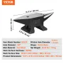 Single Horn Anvil, 10 kg Cast Steel Anvil, High Hardness Rugged Round Horn Anvil Blacksmith, Large Countertop and Stable Base, w