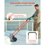 Snow Pusher Shovel with Wheels, 61 cm Wheeled Snowplow Shovel with Bi-Directional Angled Blade & 90 Degree Adjustable Handle, Me