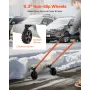 Snow Pusher Shovel with Wheels, 61 cm Wheeled Snowplow Shovel with Bi-Directional Angled Blade & 90 Degree Adjustable Handle, Me