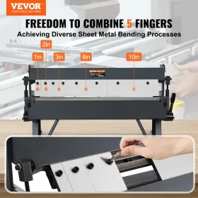 VEVOR Box and Pan Brake, 24-Inch, 0-130 Degrees Sheet Metal Bending Brake, Portable Metal Bender with 20 Gauge Low Carbon Steel
