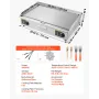 Commercial Electric Griddle, 725 x 400 mm, 4400W, 50-300°C Adjustable Temp Control, Stainless Steel Countertop Full Flat Top Gri