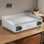 Commercial Electric Griddle, 725 x 400 mm, 4400W, 50-300°C Adjustable Temp Control, Stainless Steel Countertop Full Flat Top Gri