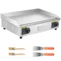 Commercial Electric Griddle, 725 x 400 mm, 4400W, 50-300°C Adjustable Temp Control, Stainless Steel Countertop Full Flat Top Gri