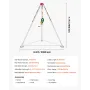 Confined Space Tripod Kit, Heavy Duty Rescue Tripod Lifting Hoist 544 kg Winch, 1.25 m Adjustable Legs, 19.8 m Cable Portable Ki