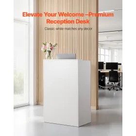 VEVOR Reception Desk, 60 cm Rectangular Front Counter Table, Modern Office Reception Desk with Drawer, Small Minimalist Retail C