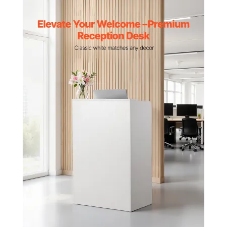 VEVOR Reception Desk, 60 cm Rectangular Front Counter Table, Modern Office Reception Desk with Drawer, Small Minimalist Retail C