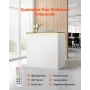 Reception Desk, 127.5cm Rectangular Front Counter Table, Modern Office Reception Desk with Light Strip, 3 Drawers & Storage Cabi