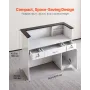 VEVOR Reception Desk, 127.5cm Rectangular Front Counter Table, Modern Office Reception Desk with Light Strip, 3 Drawers & Storag