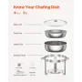 Chafing Dish Buffet Set, 5 Qt 4 Pack, Stainless Steel Chafer with 4 Full Size Pan, Round Catering Warmer Server with Glass Lid W