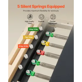 VEVOR Foldable Pilates Reformer, Wooden Pilates Workout Machine for Home Gym Studio Use, Pilates Bed with Dual Resistance- Sprin