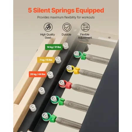 VEVOR Foldbar Pilates Reformer, Pilates træningsmaskine i træ til hjemmegymnastikstudie, Pilates seng med dobbelt modstand -