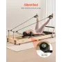 VEVOR Foldbar Pilates Reformer, Pilates træningsmaskine i træ til hjemmegymnastikstudie, Pilates seng med dobbelt modstand -