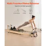 VEVOR Foldable Pilates Reformer, Wooden Pilates Workout Machine for Home Gym Studio Use, Pilates Bed with Dual Resistance- Sprin