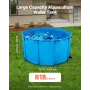 Canvas Fish Pond, 818 Gal Capacity Above Ground Fish Pond, Foldable PVC Koi Tank, Round Goldfish Tank with Stable Frame and Drai