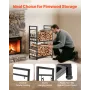 VEVOR Indoor Firewood Rack, 45.5cm 2-Tier Firewood Holder with Fireplace Tools, Brush, Shovel, Poker, Tongs, Heavy Duty Log Wood