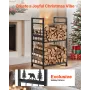 VEVOR Indoor Firewood Rack, 45.5cm 2-Tier Firewood Holder with Fireplace Tools, Brush, Shovel, Poker, Tongs, Heavy Duty Log Wood