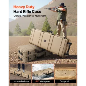 VEVOR hård riffelkasse, låsbar riffelkasse med forskåret skum, 1320 mm pistolopbevaring med hjul, Heavy Duty IP67 Vandtæt & Dus