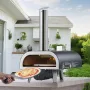 Outdoor Pizza Oven, 12 in Wood Fired Pizza Ovens, Pellet Pizza-Stove with Thermometer & Electric Rotation, Portable Pizza-Maker 