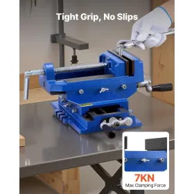 Cross Slide Drill Press Vise, 6 Inch Jaw Width, 2 Way X-Y Axis Bench Vise, 5.7 Inch Max Jaw Opening, Heavy Duty Cast Iron, Workb