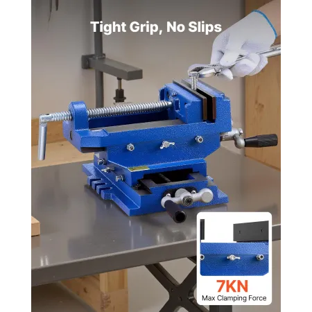 Cross Slide Drill Press Vise, 6 Inch Jaw Width, 2 Way X-Y Axis Bench Vise, 5.7 Inch Max Jaw Opening, Heavy Duty Cast Iron, Workb