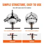 3-Jaw Lathe Chuck, 8'', Self-Centering Lathe Chuck, 0.16-8 in/4-200 mm Clamping Range with T-key Fixing Screws Hexagon Wrench, f