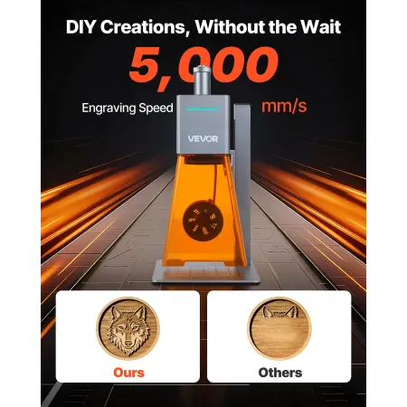 VEVOR Portable Laser Engraver, 5000 mm/s High Speed, 12W Handheld Blue Laser Engraver and Cutter, Engraving Precision 0.01 x 0.0