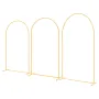 VEVOR Arch Backdrop Stand, Set of 3, 2.4/2.2/2 m, Stable Structure, Easy Assembly, Gold Metal Arch Backdrop Stand for Wedding, B