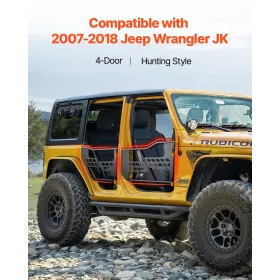 Jeep Tube Doors, 4-Door, Hunting Style Jeep Tubular Door with DOT Certified Rear View Mirrors, Jeep Doors with Rubber Pads & Tou