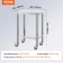 Rustfrit stål Catering Arbejd Tabel 24x18 tommer kommercielt