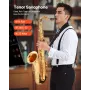 VEVOR Tenorsaxofon, B Flat, Professionel messingsaxofon begyndersæt med bæretaske, mundstykke, stropper, renseklud,