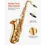 Tenor Saxophone, B Flat, Professional Brass Saxophone Beginner Kit with Carrying Case, Mouthpiece, Straps, Cleaning Cloth, Glove