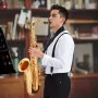 Tenor Saxophone, B Flat, Professional Brass Saxophone Beginner Kit with Carrying Case, Mouthpiece, Straps, Cleaning Cloth, Glove
