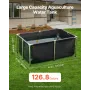 Canvas Fish Pond, 126.8 Gal Above Ground Fish Pond, Foldable PVC Koi Tank, Rectangular Goldfish Tank with Stable Frame and Drain