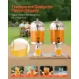 VEVOR Beverage Dispenser, 8L x 2 Drink Dispenser for Parties, Stainless Steel + Plastic Juice Dispensers with Spigot Ice Chamber