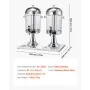 VEVOR Beverage Dispenser, 8L x 2 Drink Dispenser for Parties, Stainless Steel + Plastic Juice Dispensers with Spigot Ice Chamber