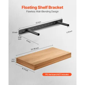 VEVOR Floating Shelf Brackets 2 Pcs, 150 lbs/68 kg Weight Capacity, 22x6.2x1.5 inch / 558.4x157.4x38.1 mm, Heavy Duty Hidden She