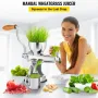 Manual Wheatgrass Juicer Stainless Steel Hand Crank Wheatgrass Juicer Hand Wheatgrass Grinder with Suction Cup Base & Table-top 