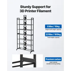 3D Printer Filament Storage Rack, 7 Tier Heavy Duty Storage Shelves for 3D Printing Filaments, Filament Spool Holders Racks for 