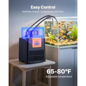 VEVOR Aquarium Chiller 200L, 0,1 HP Vandkøler til Hydroponics, Hurtig afkøling til akvarium, Axolotl, Coral Reef, Quiet