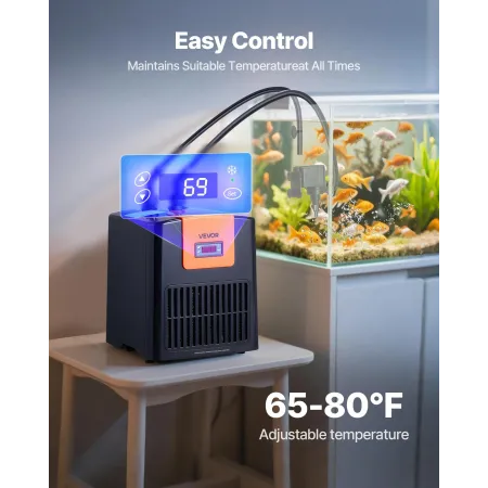 VEVOR Aquarium Chiller 200L, 0.1 HP Water Chiller for Hydroponics, Fast Cooling for Fish Tank,Axolotl,Coral Reef,Quiet Refrigera