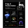 7-in-1 Wi-Fi Weather Station, 177.8 mm TFT Display, Wireless Solar Powered Outdoor Sensor, Rain Gauge, Indoor Outdoor for Weathe