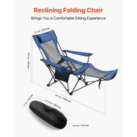 Reclining Camping Chair, 4 Adjustable Positions, Portable