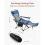 VEVOR Reclining Camping Chair, 4 Adjustable Positions, Portable Folding Lounger for Adults, Mesh Beach Chair with Headrest & Foo