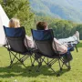 Reclining Camping Chair, 4 Adjustable Positions, Portable Folding Lounger for Adults, Mesh Beach Chair with Headrest & Foot Rest