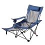 Reclining Camping Chair, 4 Adjustable Positions, Portable Folding Lounger for Adults, Mesh Beach Chair with Headrest & Foot Rest