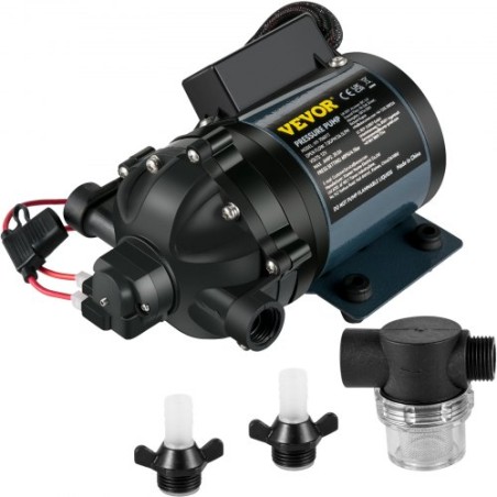 Washdown pumpe, 12V DC, 7 GPM 60 psi, max. 10 ft løft selvprimeringsvandpumpe, m/ EPDM -ventil, universel saltvandssil &