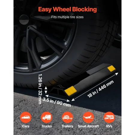 VEVOR Parking Stopper, 446 mm 2 Pcs Heavy Duty Parking Aid for Garage, PP Curb Garage Floor Stopper with Reflective Strips, Vehi