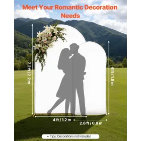 VEVOR Arch Backdrop Stand, Set of 2, 2.2 m and 1.8 m, Stable Structure, Easy Assembly, Gold Metal Arch Backdrop Stand with Cover