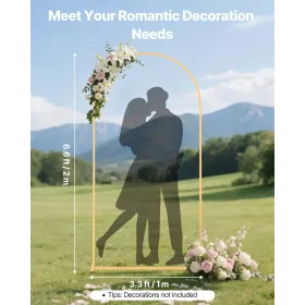 VEVOR Arch Backdrop Stand, 2 x 1 m, Stable Structure, Easy Assembly, 1 Piece Gold Metal Arch Backdrop Stand for Wedding, Birthda